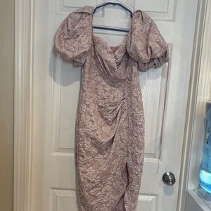 Elegant Pink Puff Sleeve Dress